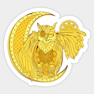 Gold steampunk owl Sticker